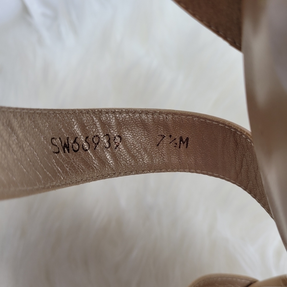 Stuart Weitzman Nude Cork Wedge Heels - Picture 8 of 14